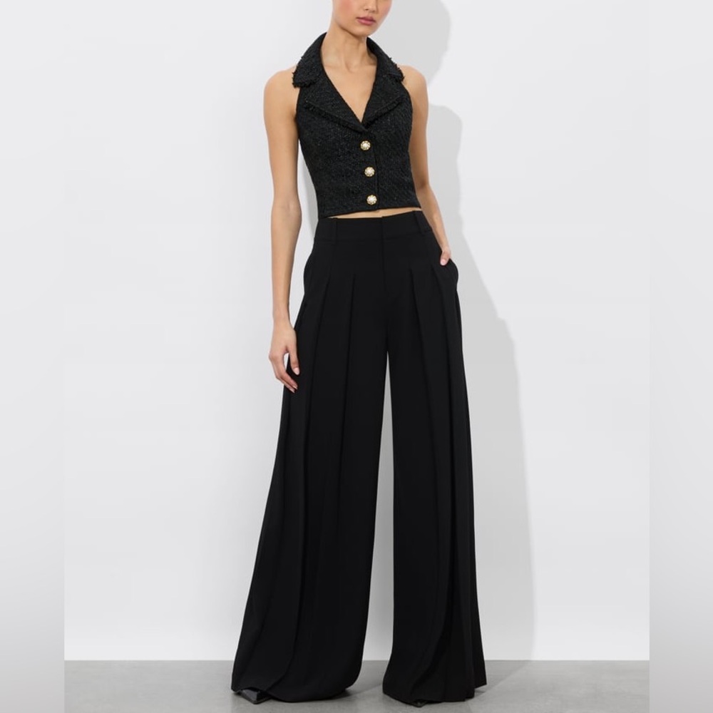 Alice + Olivia Black Halter Blouse with Notched Collar MERI HALTER VEST😍 - Picture 14 of 15